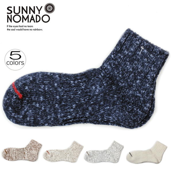 楽天EBiSUYA アウトドア （OUTDOOR）店［返品・交換不可］ 定番 サニーノマド SUNNY NOMADO 靴下 L型スラブネップ ソックス TMSO-002 ネイビー ブラウン ベージュ グレー ナチュラル ［C］[おうち時間]