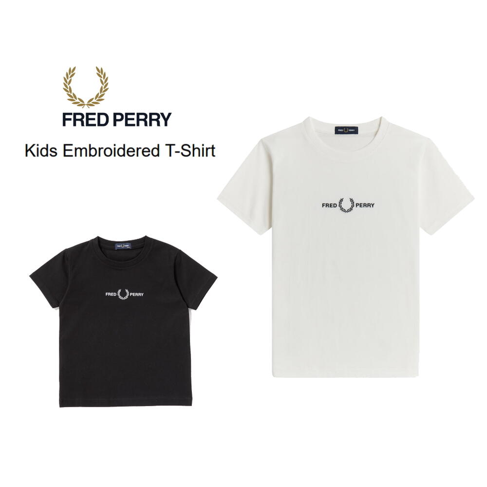 子供 フレッドペリー FRED PERRY キッズ エンブロイダード Tシャツ Kids Embroidered T-Shirt SY2706 102(ブラック) 129(スノーホワイト)［WA］