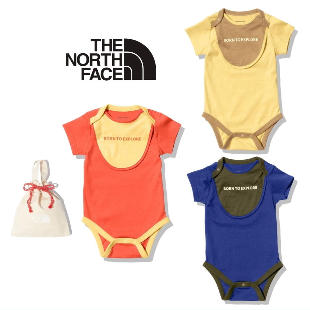 ノースフェイス THE NORTH FACE 半袖ロンパースとスタイ2点のセット ショートスリーブロンパースアンド2Pビブ（ベビー） B S/S Rompers&2P Bib NTB12354 TNFブルー(TB) レトロオレンジ(RO) サンライト(SL) ［WA］