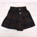 ラップキュロット 110cm 120cm 130cm 140cm チェック パンツ ウエストゴム 巻きスカート 子供服 キッズ スクール ジュニア ボタン ガールズ 使いやすい ブラウン 入学 入園 冠婚葬祭 面接