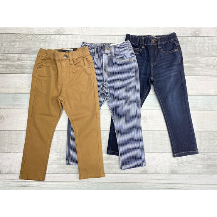 Long-Trousers, Trousers - デニムニット やみつきパンツ 360度のびのびパンツ 100cm 110cm 120cm 130cm 140cm 150cm 160cm ロングパンツ ストレッチ 柔らか ウエストゴム シンプル ネイビー ストライプ ベージュ