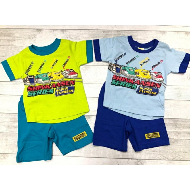 新幹線 100cm 110cm 120cm 綿100% 電車 上下セット 乗り物 子供服 キッズ 男の子 二点セット 半袖Tシャツ 半袖パジャマ ハーフパンツ ルームウェア シンカリオン 夏のサムネイル