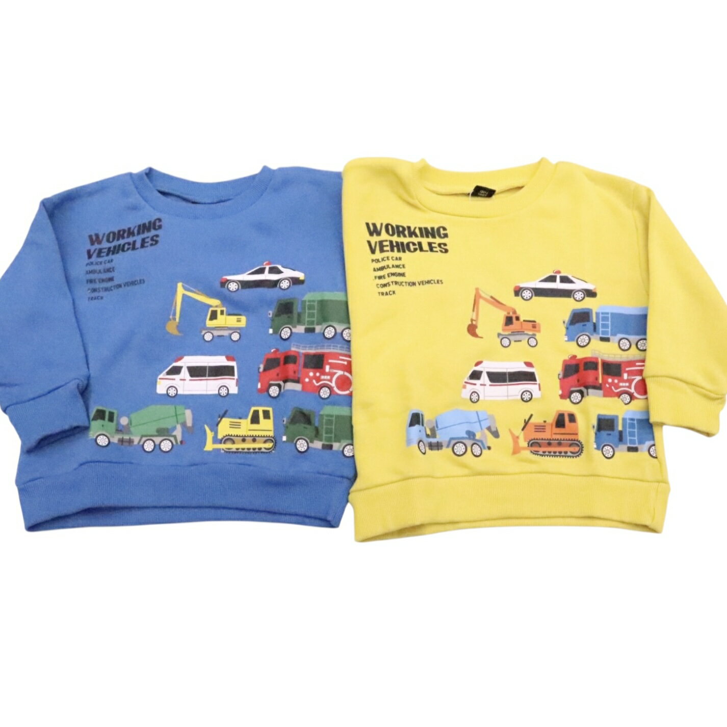 はたらく車 トレーナー 80cm 90cm 95cm 100cm 110cm 120cm 130cm 働く車 裏毛 消防車 救急車 子供服 男..