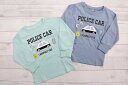 働く車 長袖 Tシャツ 100cm 110cm 120cm 130cm パトカー ブロック カットソー ロンT はたらく車 警察 薄手 キッズ 子供服 男の子 秋 冬 春 パトロールカー 立体デザイン ポリスカー