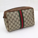 【GUCCI】グッチ セカンドパック GGプラス シェリーライン キャンバスPVC×レザー ブラウン×レッド×グリーン【中古】【代金引換不可】/ng0512kw