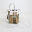 【BURBERRY】バーバリー ミニロンドン 2WAYバッグ ベージュ キャンバス 8072348【中古】【代金引換不可】/an0120ar