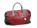 【FURLA】フルラ ボストンバッグ レザー 赤 黒【中古】【代金引換不可】/tm01496kw