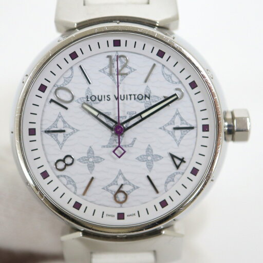 【LOUIS VUITTON】ルイヴィトン タンブール MM モノグラム QA116 BW0221クオーツ SS×ホワイトラバー【中古】【代金引換不可】/ok04333kt 【LOUIS VUITTON】ルイヴィトン タンブール MM モノグラム QA116 BW0221クオーツ SS×ホワイトラバー【中古】【代金引換不可】/ok04333kt