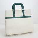 【BALLY】バリー VIVYAN SM ミニトート キャンバス×レザー ナチュラル×グリーン【中古】【代金引換不可】/kt08981kw