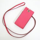 【HERMES】エルメス ヴェスパ ネックストラップ ローズショッキング シェーブル×シルバー金具 □L刻【中古】【代金引換不可】/kr16812ko