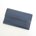 【PRADA】プラダ 3つ折り長財布 レザー ネイビー【中古】【代金引換不可】/ko01237ik