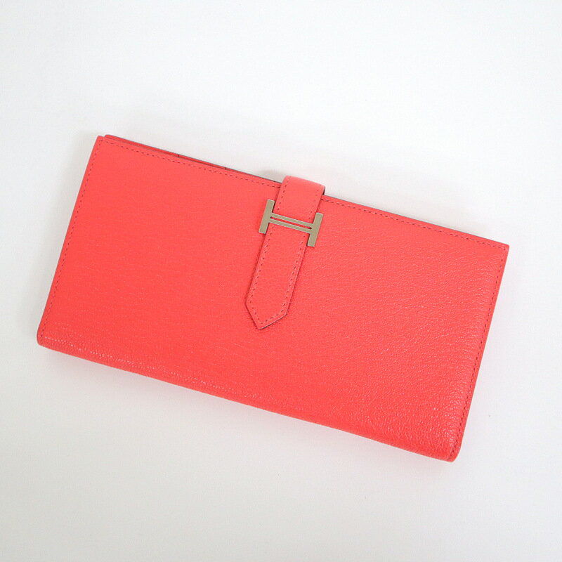 【HERMES】エルメス ベアンスフレ 2つ折り長財布 ローズ・ジャイプール×シルバー金具 エプソン U刻印【中古】【代金引換不可】/ok05291kw