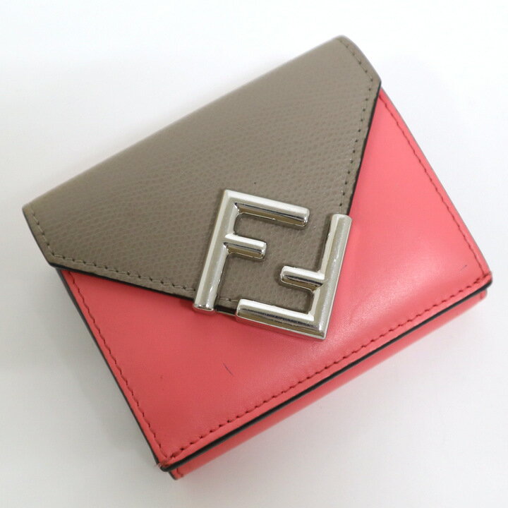 【FENDI】フェンディ 三つ折り財布 FFダイヤモンド ピンク×ブラウン【中古】【代金引換不可】/ok03876tg