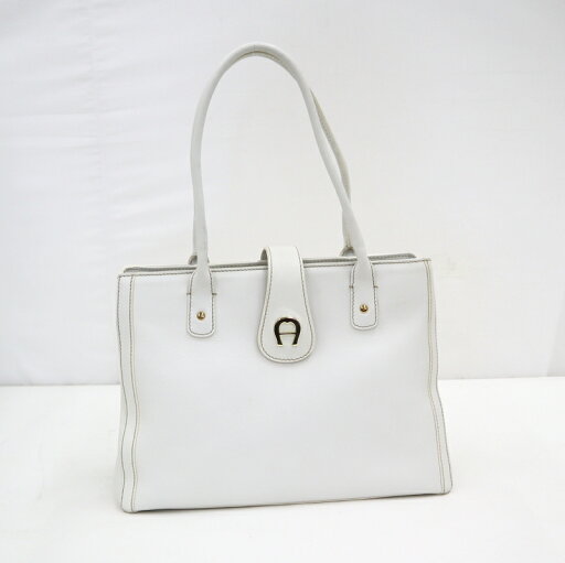 【AIGNER】アイグナー ハンドバッグ レザー ホワイト×ゴールド金具【中古】【代金引換不可】/md11083ng 【AIGNER】アイグナー ハンドバッグ レザー ホワイト×ゴールド金具【中古】【代金引換不可】/md11083ng
