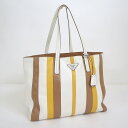 【PRADA】プラダ レザートートバッグ ホワイト×ブラウン×イエロー 1BG032【中古】【代金引換不可】/kt11684ik