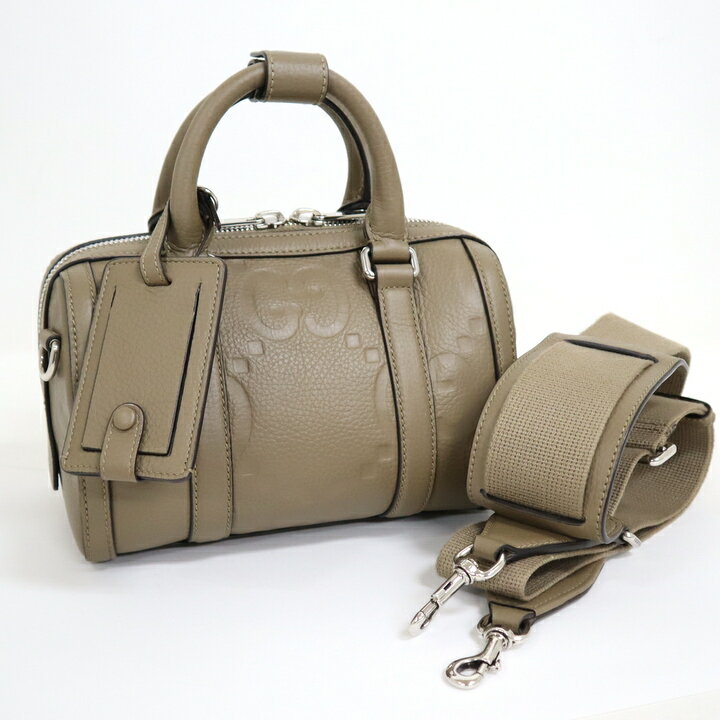 【GUCCI】グッチ ジャンボGG ミニダッフルバック レザー ベージュ 725292【中古】【代金引換不可】/kt08058hm