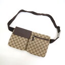【GUCCI】グッチ クロスボディバッグ GGキャンバス ベージュ×ブラウン レザー 28566【中古】【代金引換不可】/kt12363ar