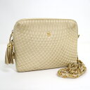 【BALLY】バリー ヴィンテージチェーンジョルダーバック キルティング アイボリーゴールド金具【中古】【代金引換不可】/br2819ik(4)