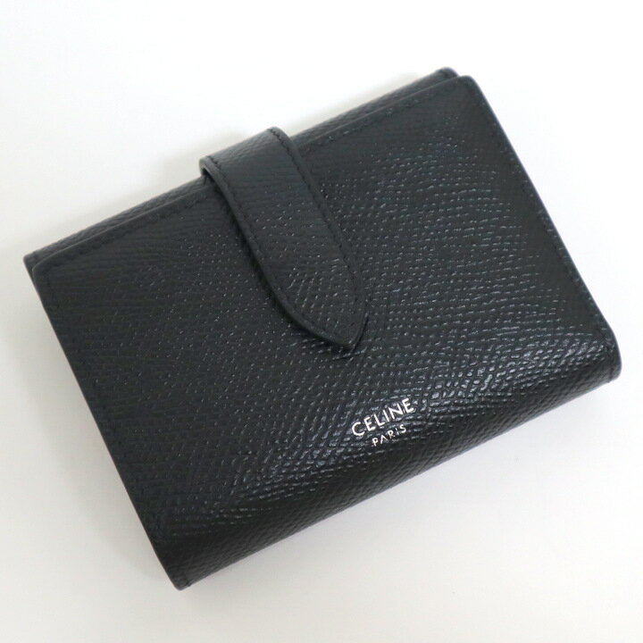 【CELINE】セリーヌ ファインストラップウォレット 二つ折り財布 ブラック 10H483BEL・38SI【中古】【代金引換不可】/ok03881ar