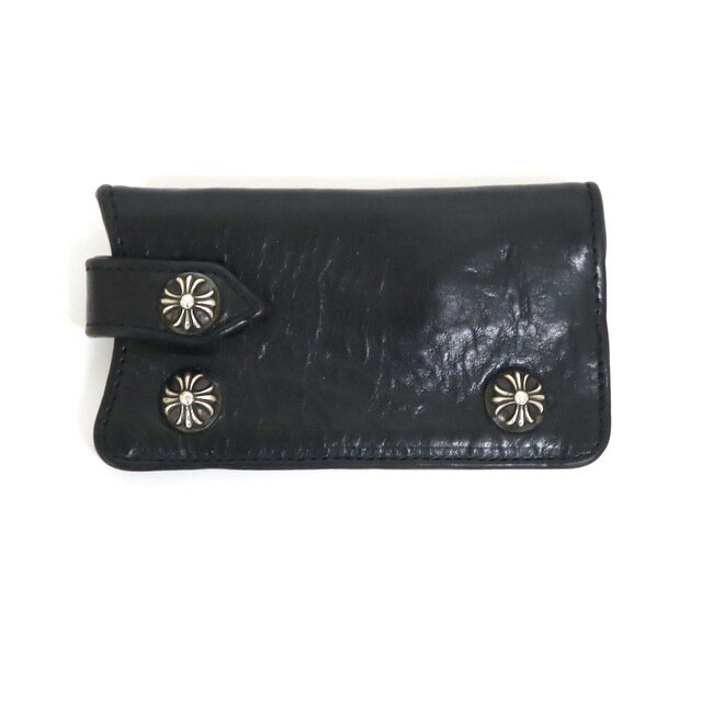 【CHROME HEARTS】クロムハーツ クロスボタンキーケース レザー ブラック SV925 2246-304-1135-0900【中古】【代金引換不可】/kt04082ar