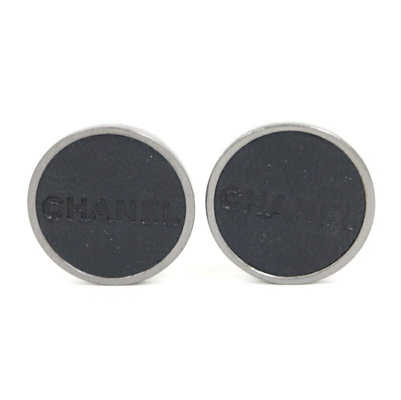 【CHANEL】シャネル イヤリング ロゴ レザー シルバー×ブラック 00A【中古】【代金引換不可】/md17058tm