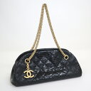【CHANEL】シャネル マドモアゼル・ボーリングバッグ リザード×チェーンショルダー ブラック×ゴールド金具 14番台 8桁【中古】【代金引換不可】/kt10...