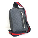 【GUCCI】グッチ GGスプリームスリングバックパック ボディバッグ ブラック GGスプリームキャンバス 478325【中古】【代金引換不可】/ar1196