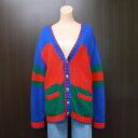 【GUCCI】グッチ 20AW オーバーサイズストライプカーディガン 598692 ブルー×レッド×グリーン #S【中古】【代金引換不可】/kt14309ar