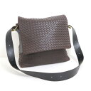 【BOTTEGAVENETA】ボッテガ・ヴェネタ メッセンジャーショルダー ブラウン×イントレチャート レザー 163971【中古】【代金引換不可】/kt126...
