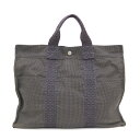【HERMES】エルメス エールラインMM トートバッグ キャンバス グレー【中古】【代金引換不可】/md11145hm