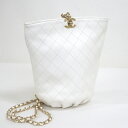 【CHANEL】シャネル ターンロック・リュック マトラッセ ホワイト×シャンパンゴールド金具 カーフスキン 8桁27番【中古】【代金引換不可】/br5377a...