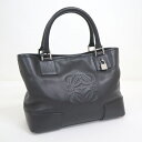【LOEWE】ロエベ フスタ トートバッグ アナグラム レザー ブラック×シルバー金具【中古】【代金引換不可】/kt11364ar