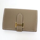 【HERMES】エルメス ベアンカードケース エトゥープ×ゴールド金具 エプソン B刻 2023年製【中古】【代金引換不可】/br4373ar