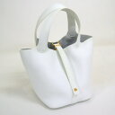 【HERMES】エルメス ピコタンロックPM ホワイト ゴールド金具 トリヨンクレマンス Y刻印 2020年【中古】【代金引換不可】/md16540tg