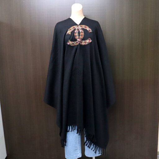 【CHANEL】シャネル 大判ショール ココマーク ブラック カシミヤ100%【中古】【代金引換不可】/br4564br 【CHANEL】シャネル 大判ショール ココマーク ブラック カシミヤ100%【中古】【代金引換不可】/br4564br