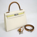 【HERMES】エルメス ケリー25 外縫 ナタ×ジョーヌプッサン シルバー金具 エプソン U刻印 2022年【中古】【代金引換不可】/md16539tg