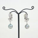 【Jewelry】K14WG 南洋黒蝶パールダイヤイヤリング 9.0mm 0.06ct【中古】【代金引換不可】/br4982kw