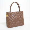 【CHANEL】シャネル 復刻トート ブラウン×ゴールド金具 キャビアスキン A01804【中古】【代金引換不可】/md17186hm