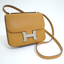 【HERMES】エルメス コンスタンス・ミニ ミラー付き ヴェルソ シェーブル セサミ×シエル W刻印【中古】【代金引換不可】/md16945br