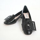 【miumiu】ミュウミュウ フラットパンプス #35.5 エナメル×ブラック【中古】【代金引換不可】/br4902kw