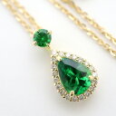 【Jewelry】K18YG グリーンガーネットダイヤ ネックレス GG.0.615ct D.0.1ct 2.2g【中古】【代金引換不可】/hm09314ko