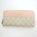【GUCCI】グッチ ダブルG ジップアラウンドウォレット 456117 ダスティピンクレザー×GGスプリーム【中古】【代金引換不可】/md17330ar