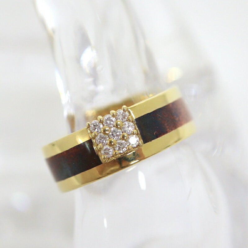 【山崎 裕見子】デザインリング ダイヤモンド K18YG×赤銅 D:0.18ct 17.5号 9.6g【中古】【代金引換不可】/kt09477ar