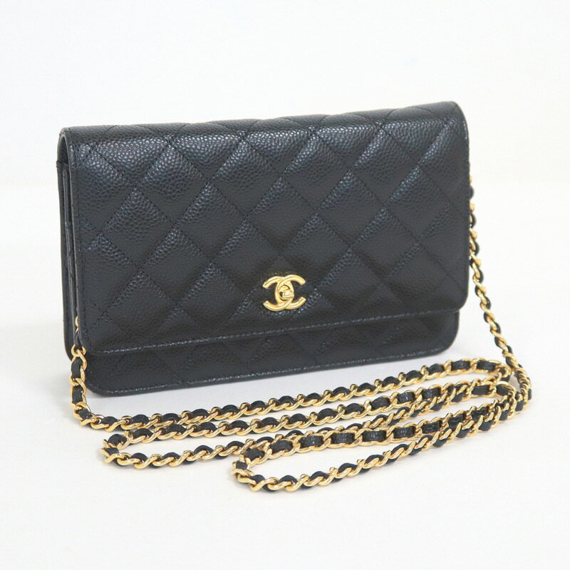【CHANEL】シャネル マトラッセ チェーンウォレット ブラック×ゴールド金具 キャビアスキン AP4241【中古】【代金引換不可】/kt14999kwのサムネイル