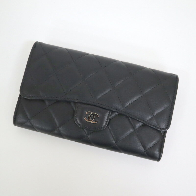 【CHANEL】シャネル マトラッセ三つ折り長財布 A31506 ブラック キャビアスキン【中古】【代金引換不可】/tm08563tg