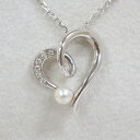 【MIKIMOTO】ミキモト ハートペンダントネックレス ダイヤモンド×アコヤパール K18WG 5.3g【中古】【代金引換不可】/kt14994ko