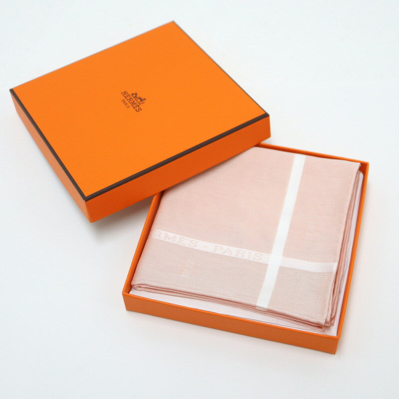 【HERMES】エルメス ハンカチ Hパッサン コットン100% ピンク 【中古】【代金引換不可】/ok07223ko