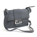 【FENDI】フェンディ フラット・バケット ショルダーバッグ セレリアレザー グレー×シルバー金具 7VA524【中古】【代金引換不可】/kt12672ik