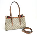 【GUCCI】グッチ スモールトートバッグ GGスプリーム ベージュ×ダークブラウン 81521 493075【中古】【代金引換不可】/kr14599ar