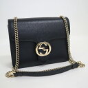 【GUCCI】グッチ チェーンショルダーバッグ インターロッキングG レザー ブラック×ゴールド金具 510304【中古】【代金引換不可】/kt10801ar